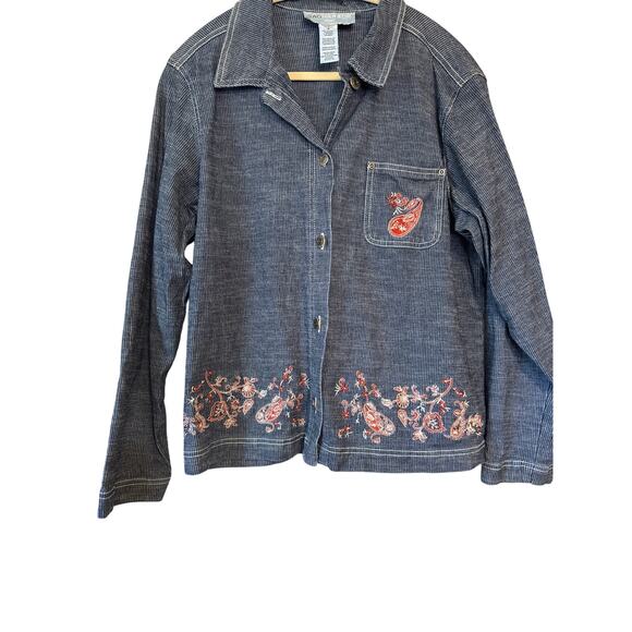 Sag Harbor Denim Embroidered Jacket Sz12 - Picture 1 of 6
